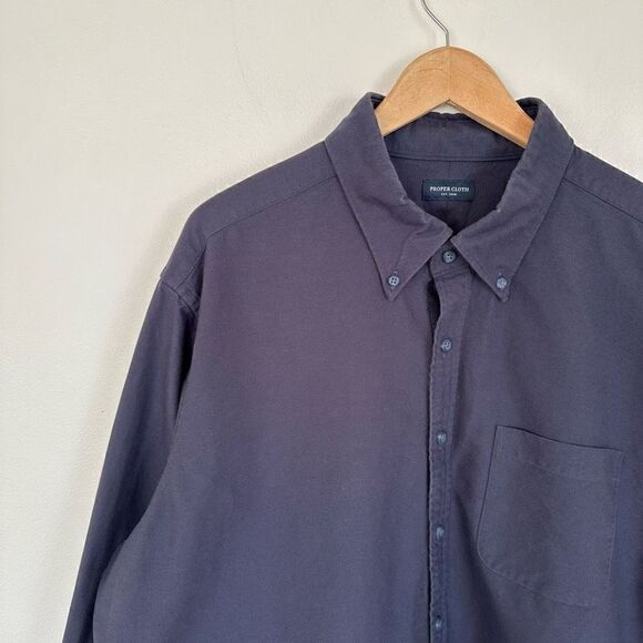 Proper Cloth Mens American Pima Dark Blue Oxford Cloth Pima Cotton Oxford Button - Picture 4 of 12